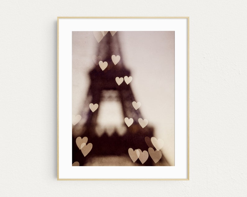 Paris Art, Hearts on Eiffel Tower, Paris Wall Art, Prints, Paris Bedroom Decor Women, Pink Wall Decor, Travel, Fine Art Photography image 2