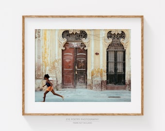 Cuban Art, Central Havana Street Photography, Travel Large Wall Art Print, Cuban Decor, Fine Art Photography, Urban Decay "Jugar"