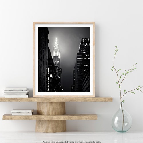 Chrysler Building at Night Black and White New York Print Etsy