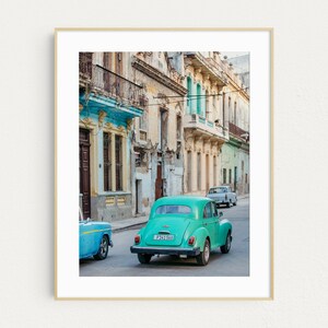 Cuba Photography, Classic Cars in Havana, Vertical, Cuba Street Photography Print, Travel Photography, Mint Green, Wall Art, Prints