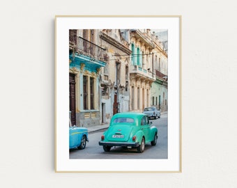Cuba Photography, Classic Cars in Havana, Vertical, Cuba Street Photography Print, Travel Photography, Mint Green, Wall Art, Prints