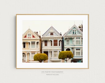 Painted Ladies Photograph, San Francisco Art, California Photography, Victorian Houses, Wall Decor, Large Wall Art, Home Decor, Travel Photo