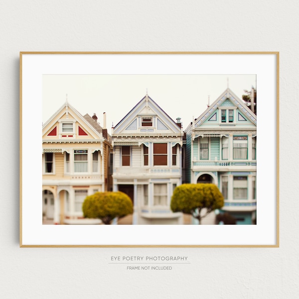 Painted Ladies Photograph, San Francisco Art, California Photography, Victorian Houses, Wall Decor, Large Wall Art, Home Decor, Travel Photo