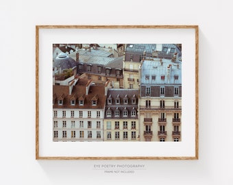 Rooftops of Paris Print, Paris Photography, Cityscape, Large Art, Aerial Photography Print, Horizontal Art Print, Large Wall Art