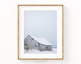 Winter Barn Landscape Photography, Farmhouse Decor, Rustic Decor, Winter Snow, Modern Farmhouse Wall Art, Country Home Decor