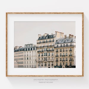 Paris Photography, Apartments on the Seine, Paris Decor, Travel Photography Print, Paris Art, Neutral Wall Art, Home Decor image 1