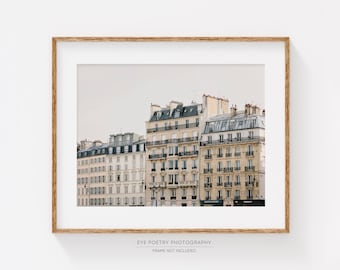 Paris Photography, Apartments on the Seine, Paris Decor, Travel Photography Print, Paris Art, Neutral Wall Art, Home Decor