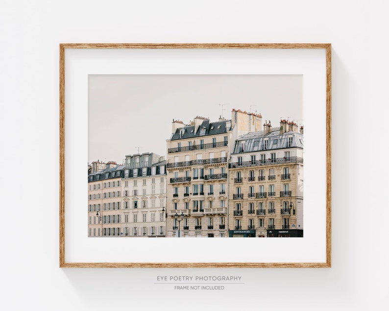 Paris Photography, Apartments on the Seine, Paris Decor, Travel Photography Print, Paris Art, Neutral Wall Art, Home Decor image 1