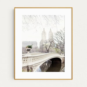 Bow Bridge in Central Park Photo, New York Print, Travel Photography, Neutral NYC Wall Art, City Art Print image 1