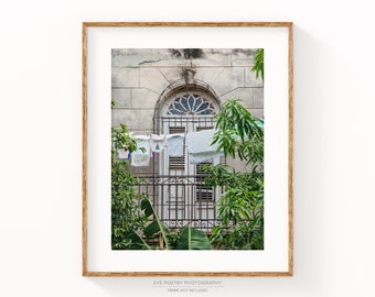 Hanging Laundry Photography Print, Tropical Laundry Room Decor, Vertical Neutral Wall Art Print