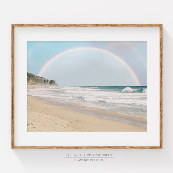 Malibu Rainbow, Beach Print, Ocean Wall Art, Prints, Beach Decor, Ocean Print, California Coastal Landscape Photography