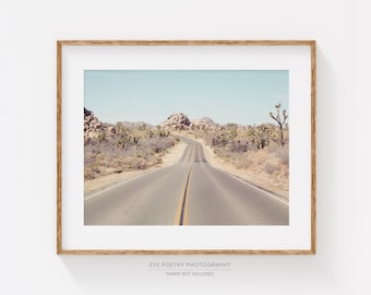 Joshua Tree Print, Desert Road, Landscape Photography, Boho Decor, Desert Print, Living Room Wall Art, Southwestern Wall  Art