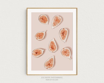 Fig Print, Minimalist Kitchen Wall Art, Modern Still Life Photography, Blush Pink Wall Decor, Fruit Print, Kitchen Art