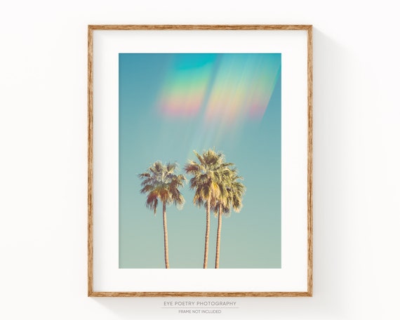 Palm Tree Print, Beach Decor, Retro Decor, Retro Tropical Print, Vintage 1970s Style Palm Tree Wall Art, Wall Decor