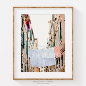 Laundry Room Decor, Venice Italy Wall Art, Hanging Laundry Print, Bathroom Decor, Laundry Room Art, Vertical Print, Photography Print