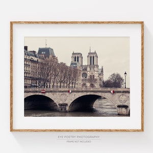 Notre Dame Paris Photography, Beige Art Print, Seine Bridge, Paris Architecture Print &quot;The Invention of Paris&quot;