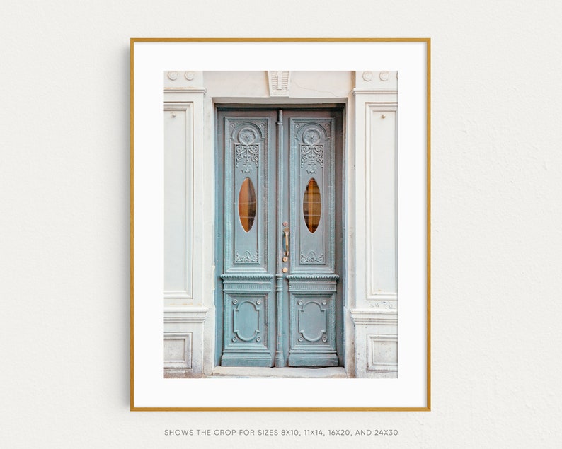 Paris Wall Art Print, Blue Door, Architecture and Travel Photography Print, French Wall Decor image 2