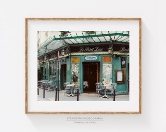 Le Petit Zinc - Paris Photography, Cafe, St Germain Des Pres, Paris Print, Bistro Chairs, Art Nouveau, Green, Restaurant, 8x10