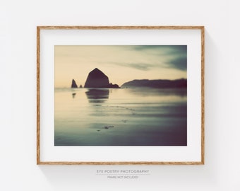 Cannon Beach Oregon, Landscape Photography Print, Beach Decor, Ocean Print, Large Wall Art Print, Nature Photography, Teal Green Wall Art