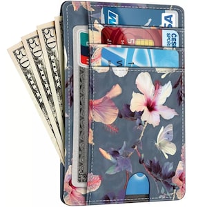 Cartera delgada de cuero para hombre y mujer, minimalista, tarjetero, tarjetero de identificación, billetera delgada, segura, con bloqueo RFID, para tarjetas de crédito y dinero.