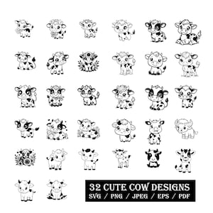 Sitting Cow Baby Svg, Standing Baby Cow Svg Bundles, Baby Cow Svg, Baby Cow PNG Files, Cow Cut Files, 32 Baby Cow SVG Files, Cut Files