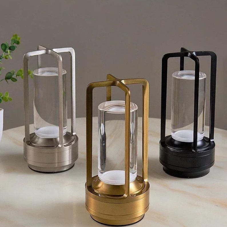 Lámpara de mesa táctil con USB, luz nocturna ambiental en negro, dorado y plateado, para dormitorio, sala de estar, moderna y elegante, lámpara de mesa, lámpara de escritorio, decoración.