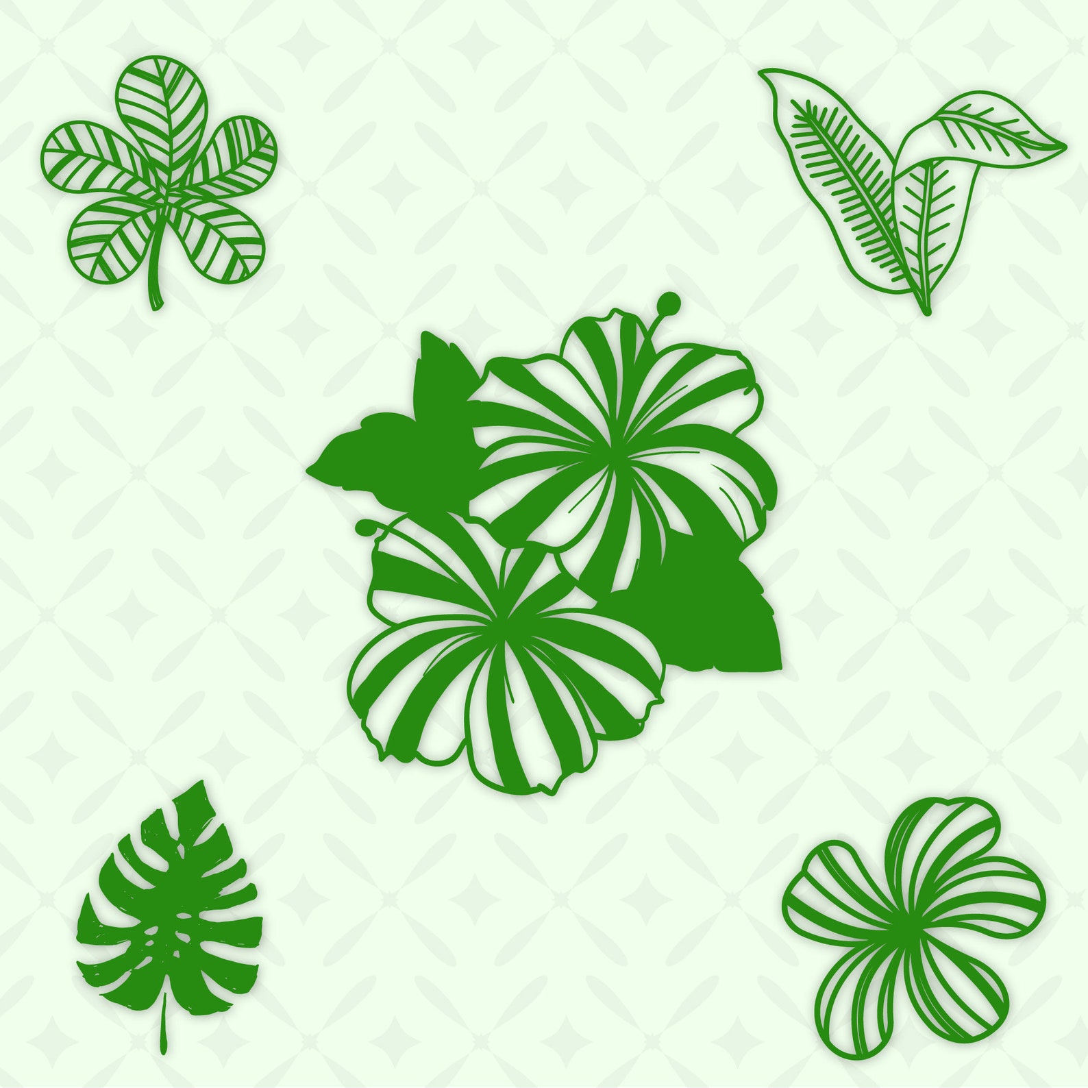 Cute Tropical Leaves Svg Bundle, Palm Branch Svg,monstera Leaf Svg ...