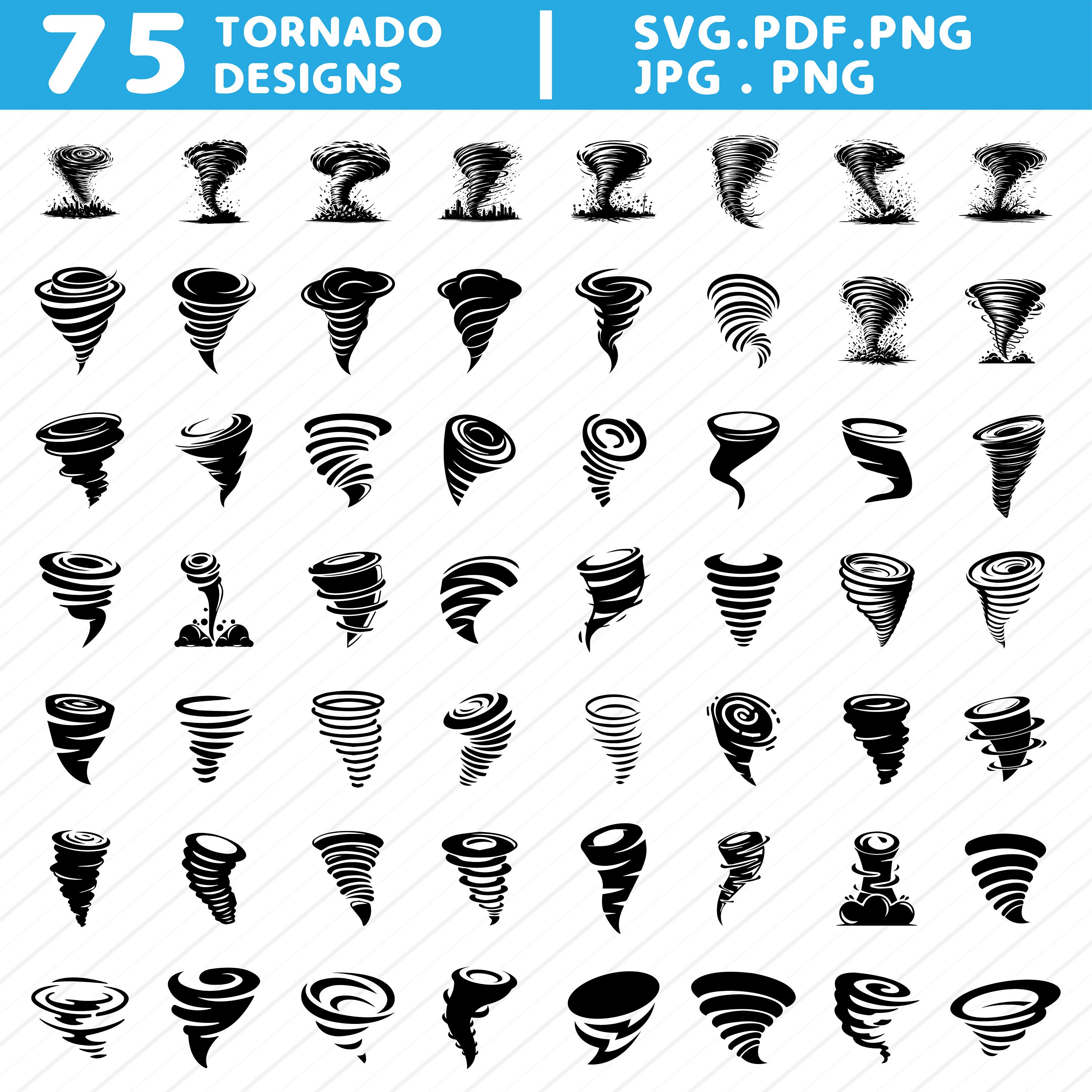 Tornado Svg Bundles, Tornado Clipart, Tornado PNG, Storm Svg, Hurricane ...