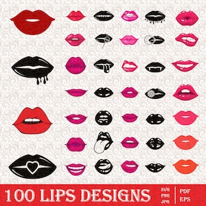 Cute Lips Svg Bundles, Lips Clipart, Lipstick Svg Bundles, Kiss Svg, Pink Lips Svg, Red Lips Svg, Lips PNG, Love Svg Files, Kiss Clipart