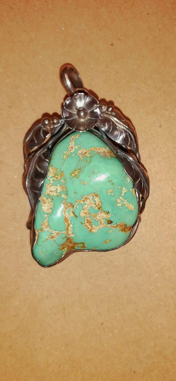 Vintage Sterling Silver Navajo Turquoise Blossom P