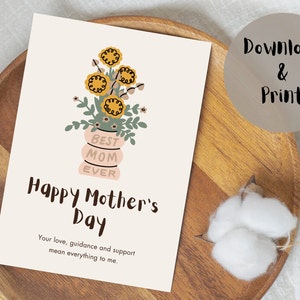 Carte de fête des mères, mignonne, meilleure maman de tous les temps, bonne fête des mères, fleurs, fleurs en pot, carte simple, maman, cadeau de fête des mamans, cadeau de fête des mères