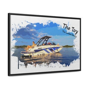 Framed Watercolor Style, Personalized Family Boat Wall Art, Nautical Decor, Framed Artwork, Gift for Boat Lovers, Seaside Decor - 4 Sizes