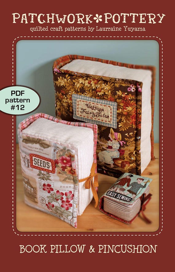 Book Pillow Pincushion Quilted Applique Embroidery Cushion Etsy
