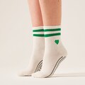 Green Heart Stripe Tube Grip Pilates Yoga Grip Socks Size UK 4-8 Reformer Pilates Socks