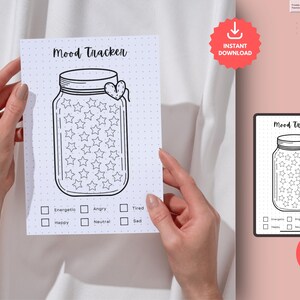 Jar of Stars Mood Tracker - Printable Mood Journal Page - Wellness ...