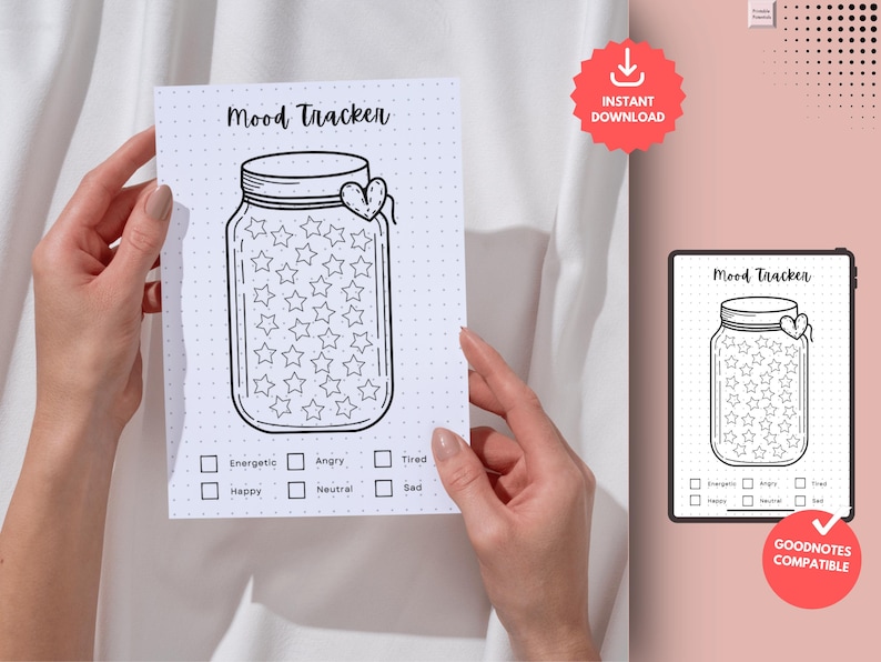 Jar of Stars Mood Tracker - Printable Mood Journal Page - Wellness ...