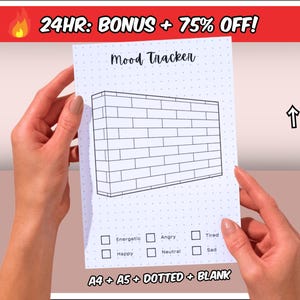 Brick Wall Mood Tracker - afdrukbare stemmingsdagboekpagina - wellnessdagboek - dagelijkse stemmingsgrafiek - Bullet Journal-pagina - A4/A5 planner wordt ingevoegd