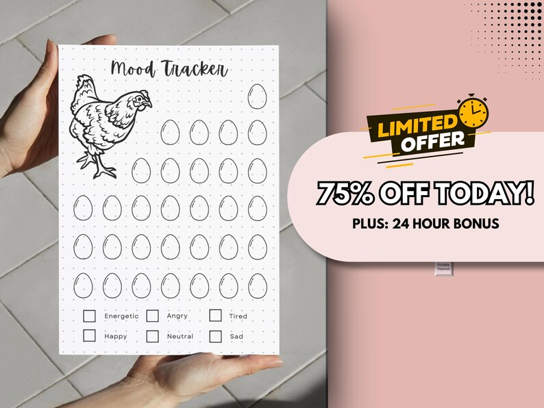 Spring Chick Mood Check In Chicken & Egg Mood Tracker - Printable Mood Journal Page - Wellness ...