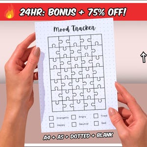 Jigsaw Mood Tracker - afdrukbare stemmingsdagboekpagina - Wellness Journal - dagelijkse stemmingsgrafiek - Bullet Journal-pagina - A4/A5 planner invoegen
