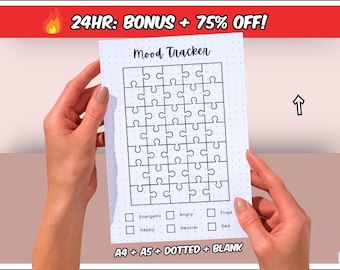 Jigsaw Mood Tracker - Printable Mood Journal Page - Wellness Journal - Daily Mood Chart - Bullet Journal Page - A4 / A5 Planner Inserts