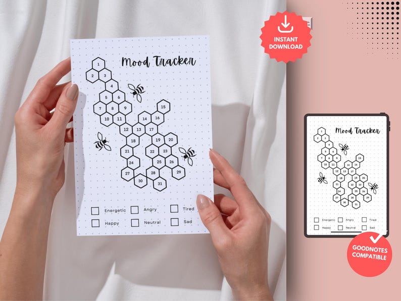 Bees Mood Tracker - Printable Mood Journal Page - Wellness Journal ...