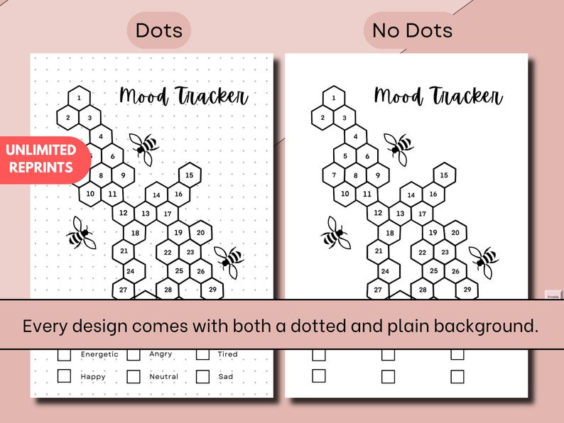 Bees Mood Tracker - Printable Mood Journal Page - Wellness Journal ...