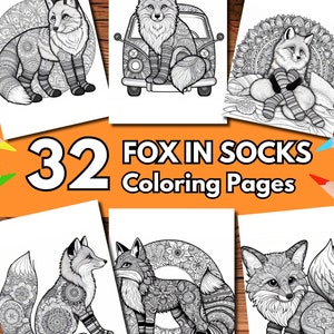 FOX IN SOCKS! | Printable Coloring Pages, Adult Coloring Book, Mindful Mandala Colouring Sheets. Digital Download, Printable Pdf File