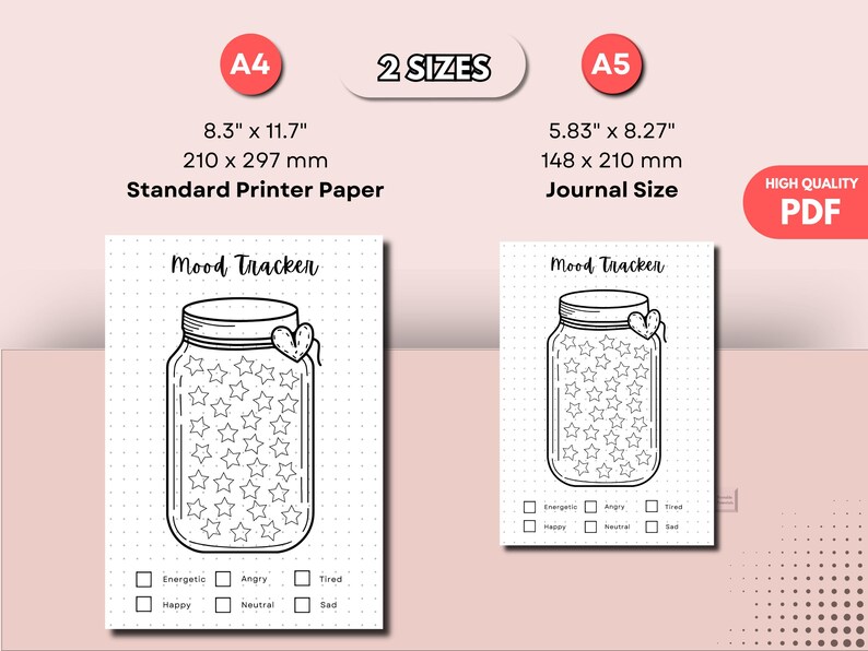 Jar of Stars Mood Tracker - Printable Mood Journal Page - Wellness ...