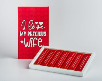 WIFE CHOCOLATE GIFT - 7 Milk Chocolate Bar Gift, Wife Birthday Gift, Best Wife Gift, Wife Anniversary Gift, Chocolate Box Gift, Gift for Her