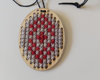 Oval Cross stitch necklace