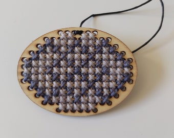 Oval Cross stitch necklace