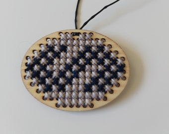 Oval Cross stitch necklace