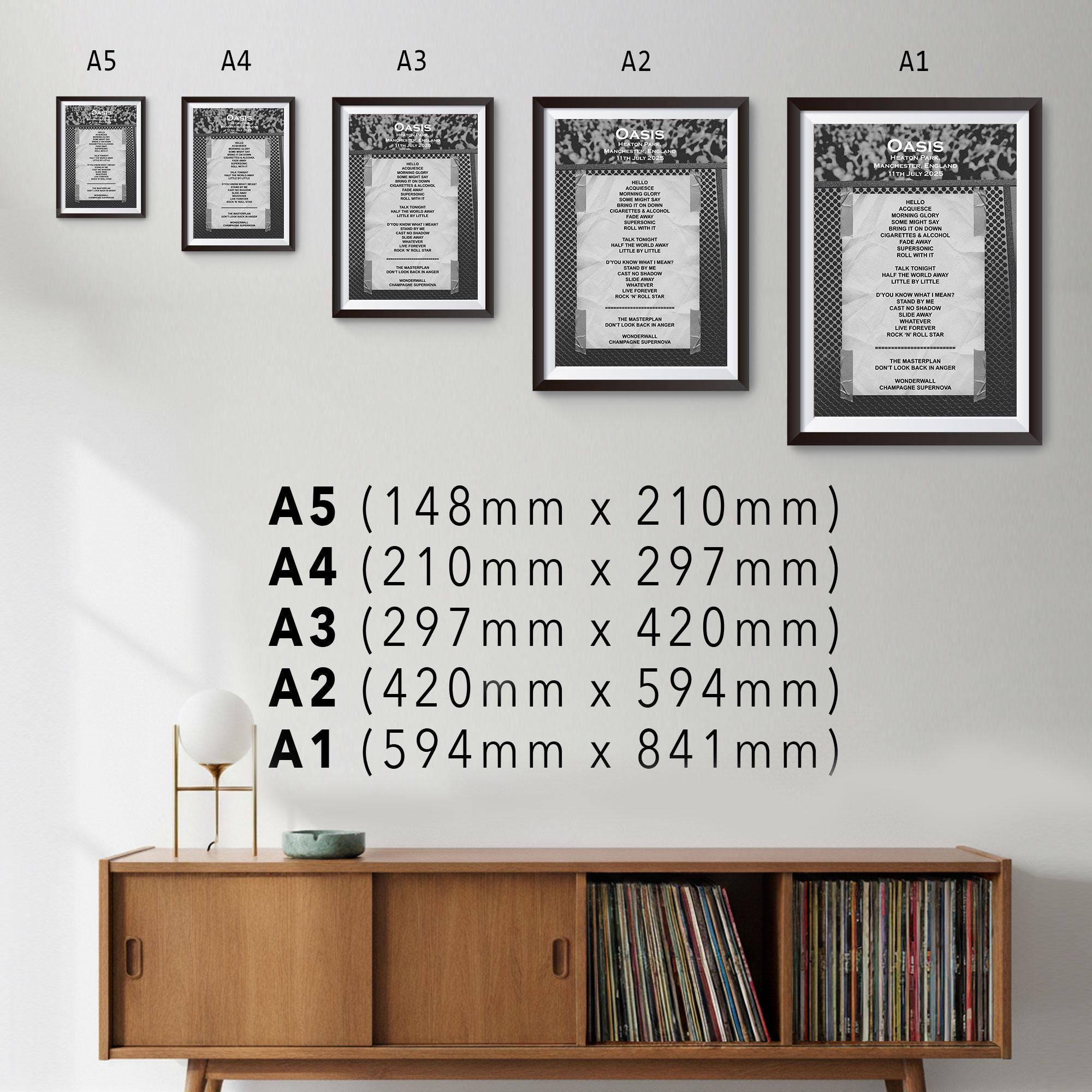 Oasis Setlist Example Oasis Live ‘25 Personalised Setlist Print – Choose Any UK Concert ...