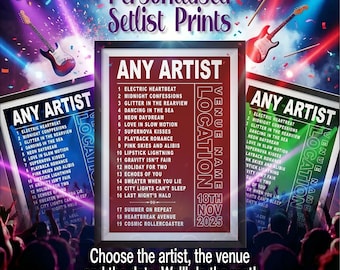 Stampa personalizzata della scaletta del concerto – Opera d'arte musicale personalizzata (Giclée)